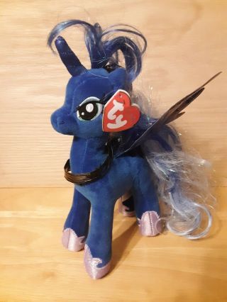 Ty Sparkle My Little Pony Princess Luna Plush Dark Blue Unicorn Hasbro 2016 Euc