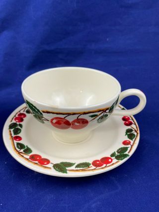 Vintage Homer Laughlin China Cherry Gravy boat cup and saucer pattern name? 2