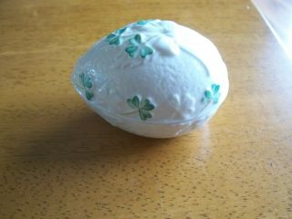 Belleek,  Shamrock Egg Box,  Fine Parian China,  Made In Ireland,  Pre - Owned