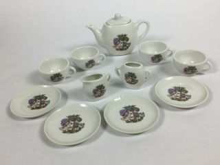 11 Piece Child’s China Tea Set For 4,  Porcelain Kid 