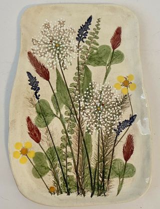 Vintage Salt Marsh Pottery Pressed Flower Floral Botanical Queen Ann’s Lace Dish