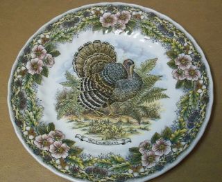 SET of 2 Churchill Wildlife Scenes Dinner Plates Turkey & Ducks about 10 inches 2