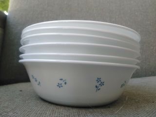 Set of 6 Corelle Provincial Blue Bowls,  Blue Flowers 6 - 1/4 