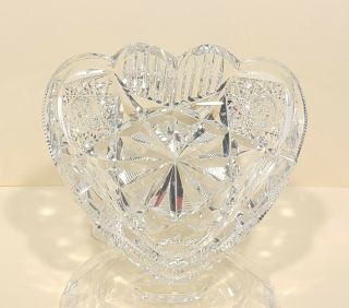 Vintage Heavy Lead Crystal Heart Shaped Candy Trinket Dish Pinwheels