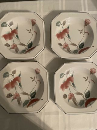 Mikasa Continental Silk Flowers Set Of 4 8 1/4 " Rim Soup Bowls