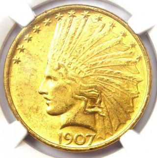 1907 Indian Gold Eagle $10 Coin - Certified Ngc Ms63 (bu Unc) - Rare Grade