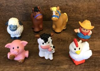 Fisher Price Little People Farm Animals Farmer Cow Chicken Horses Sheep And Pig
