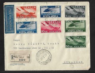 Italy To Hungary Air Mail Multicoloured Cover 1947 Great Franking