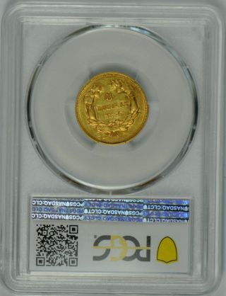 1856 S $3 Small S AU53 Indian Princess Three Dollar Gold Piece PCGS Scarce 4