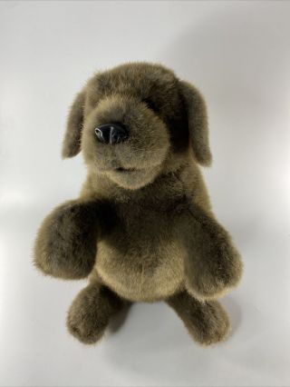Folkmanis 15 " Full Body Begging Seated Chocolate Lab Puppy Dog Puppet Mouth Open