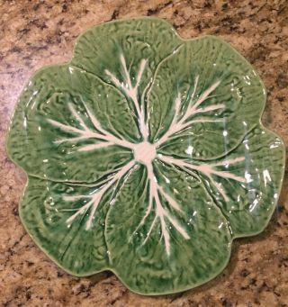 Bordallo Pinheiro Ceramic Cabbage Leaf 10” Platter Dish Portugal Nicely Weighted