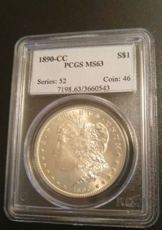 1890 - Cc Morgan Silver Dollar $1 Pcgs Graded Ms63