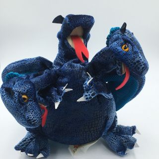 Three - Headed Blue Dragon Stuffed Plush Hand Puppet By Folkmanis,  12”