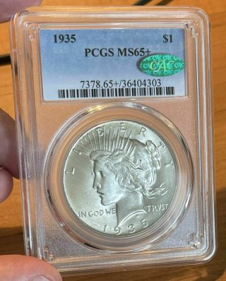 1935 Peace Dollar Ms65,  Pcgs - Cac