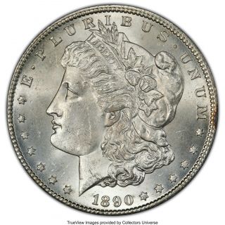 1890 - Cc Morgan Silver Dollar Pcgs Ms63 Bright White Key Date Coin Trueview