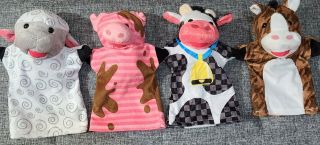 Melissa And Doug Animal Hand Puppets Horse,  Pig,  Sheep & Cow