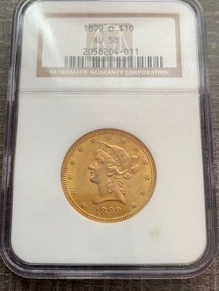 Avc - 1899 - O $10 Gold Liberty Head Ngc Au58