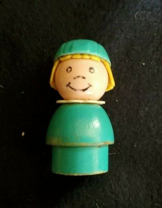 Rare Vintage Fisher Price Little People Wooden Boy