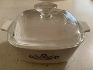 Vintage Corning Ware Blue Cornflower Casserole Dish Pan W/pyrex Lid P - 1 1/2 - B