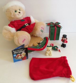 1999 Vintage Fisher Price Briarberry Bears Plush Berrykris Santa Complete Euc