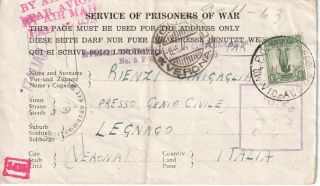 Australia Pow Prisoner Of War Camp Myrtleford Airmail Letter To Legnago Italy