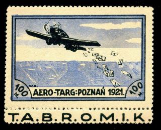 Poland - 1921 Aero - Targ Poznań Semi - Official 100 M Single With Tab