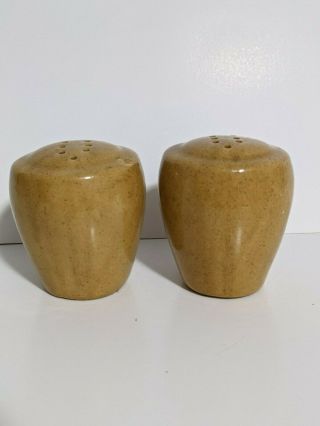 Vintage Bybee Pottery Ky Caramel Colored Salt & Pepper Shakers W/ Cork Exec Cond