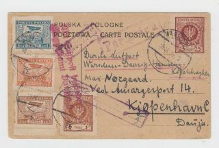 Poland: 1925 Airmail,  Warsaw To Danzig To Copenhagen,  Uncommon