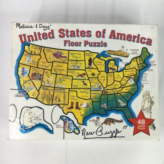 Melissa & Doug 48 - Piece Usa Map 2x3’ Floor Puzzle Pre - Owned