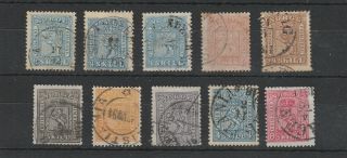 Norway 1863 - 1868 Lions Values,  10 Stamps