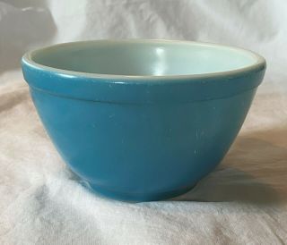 Vintage Pyrex Small 3 - 1/4 Tall Turquoise Blue Mixing Bowl 1 - 1/2 PT (B) 2