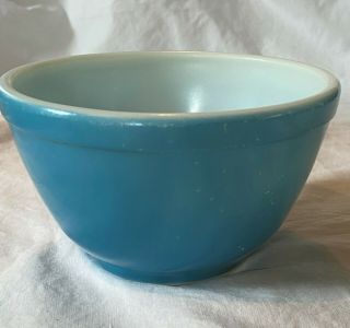 Vintage Pyrex Small 3 - 1/4 Tall Turquoise Blue Mixing Bowl 1 - 1/2 PT (B) 3