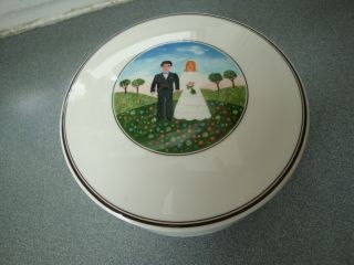 Villeroy & Boch Naif Wedding Theme 5 " X 2 " Porcelain Trinket Box Euc