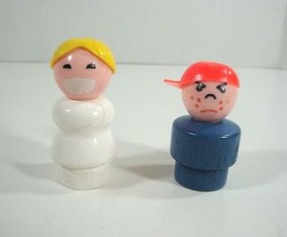 Fisher Price Little People Hospital Nurse And Boy With Orange Hat Wooden Figures