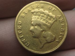 1889 $3 Gold Indian Princess Three Dollar Coin - Fine Details,  2,  300 Mintage