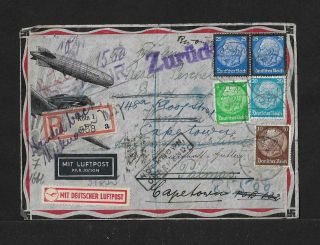 Germany To Canarias Redirected To South Africa Air Mail Cover 1934