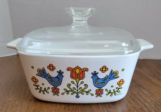 Vintage Corning Country Festival 1 1/2 Quart A - 1 1/2 With Lid