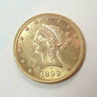 1899 $10 Liberty Head Eagle United States Gold Coin