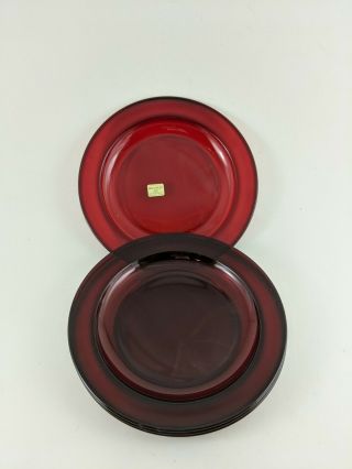 Vintage Arcoroc Red Glass Salad Plates 7 