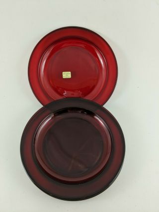Vintage Arcoroc Red Glass Salad Plates 7 