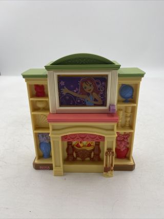 2006 Fisher Price Loving Family Dollhouse Furniture Tv Fireplace Lights & Sounds