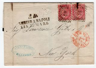 Italy 1872 Palermo - Early Folded Letter / Mourning Cover - Sent To York Usa