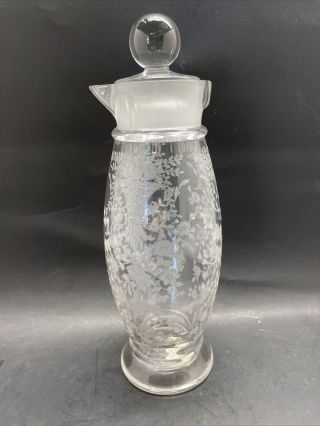 Cambridge Glass Portia 11 3/4” Cocktail Shaker With Glass Stopper 32 Oz Minty
