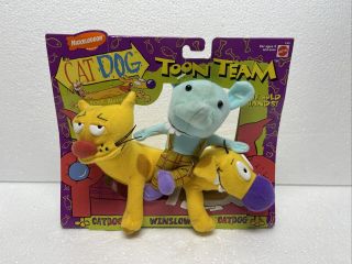 Catdog,  Winslow Toon Team Plush Toy Doll Set 1998 Vintage Mattel 21981 Cat Dog