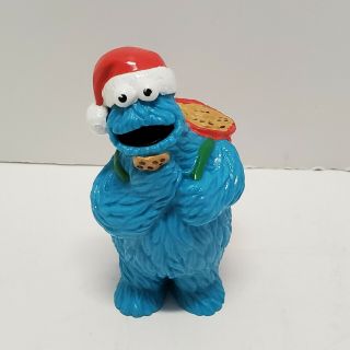 Vtg Sesame Street Muppets Applause Cookie Monster Santa Christmas 3 " Pvc Figure