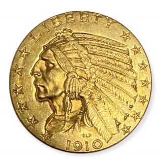 1910 - P $5 Indian Head Gold Half Eagle Bu