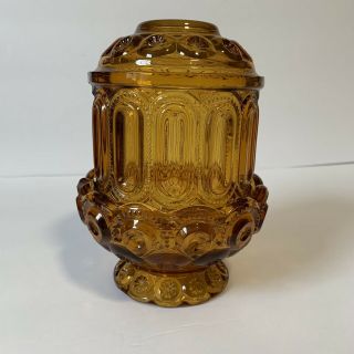 Vintage Le Smith Moon & Stars Fairy Light Lamp Amber 6.  25”x4.  5” Courting Candle