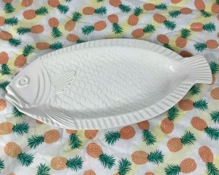 Vintage Mccoy Pottery Large Ceramic White Fish Tray Oven Proof 9375 Usa 18 "