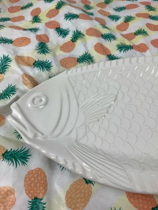 Vintage McCoy Pottery Large Ceramic White Fish Tray Oven Proof 9375 USA 18 