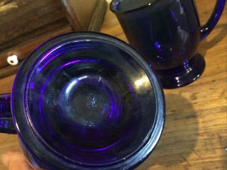 Anchor Hocking Cobalt Blue Glass Mugs,  Set Of Two,  Vintage 3